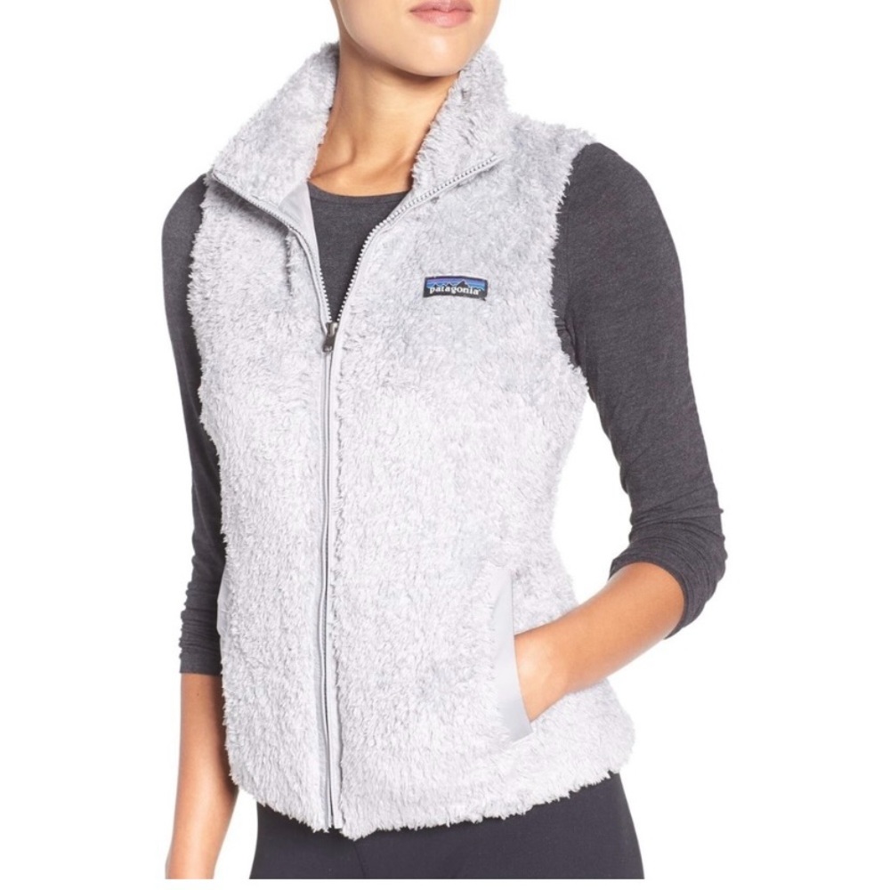 Patagonia Women’s Los Gatos Full Zip Fleece Vest Large Light Gray.